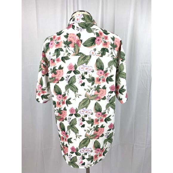 Vintage Ninon De Lenclos Floral Button Up Collared Short Sleeve Top Blouse Sz M - Picture 3 of 12